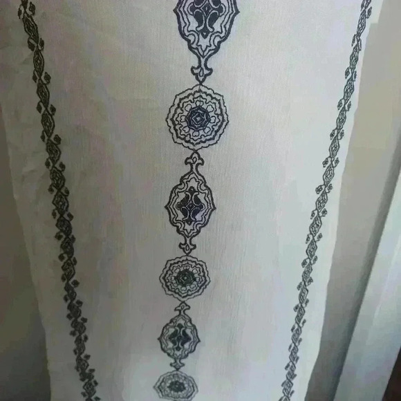 LOFT Women’s Black & White Embroidered Gauzy Boho Sleeveless Tunic Dress S - Picture 7 of 14